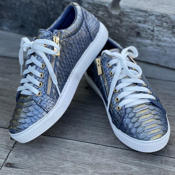 Snake Skin Sneakers with Zippers